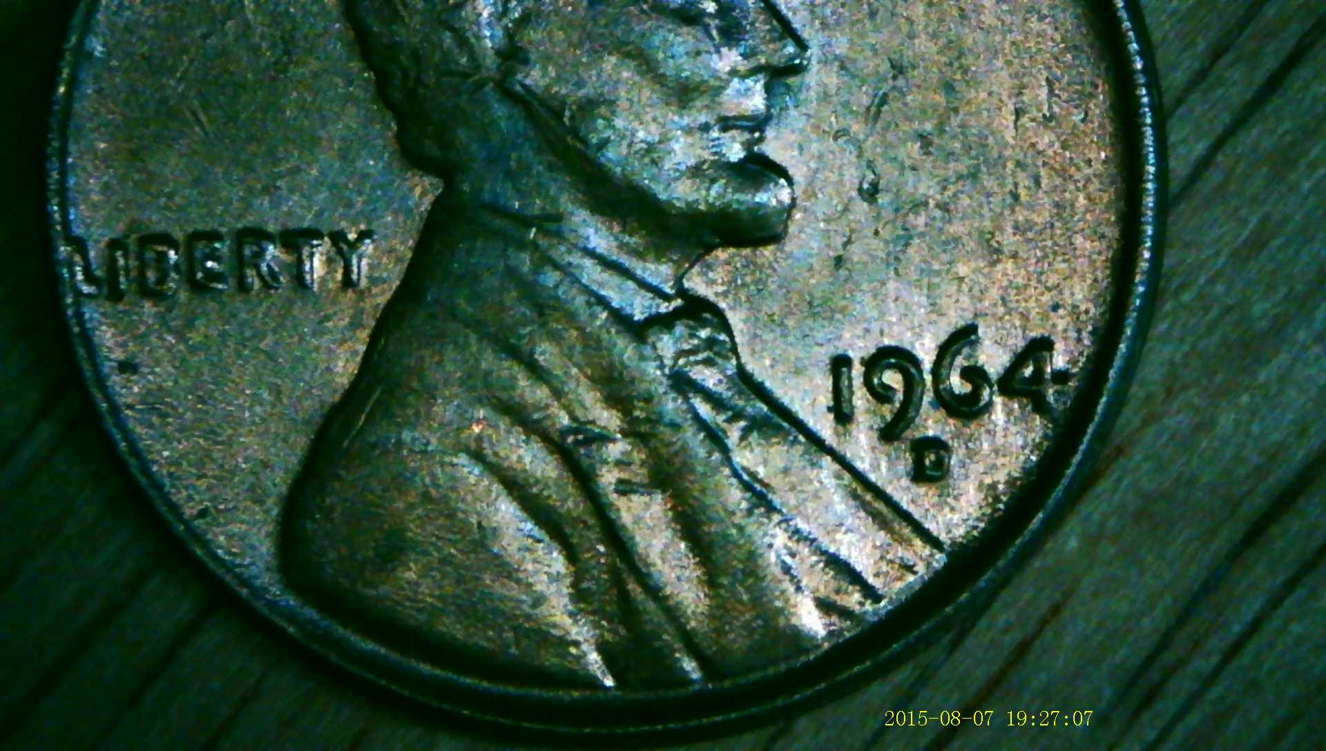 Very-Odd-Color-Penny-1964-D-Looks-Sandblasted